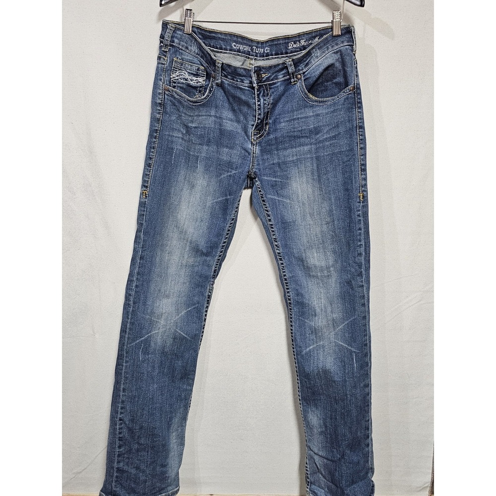 Cowgirl Tuff Co. Women's Bootcut Denim Blue Jeans 34x35